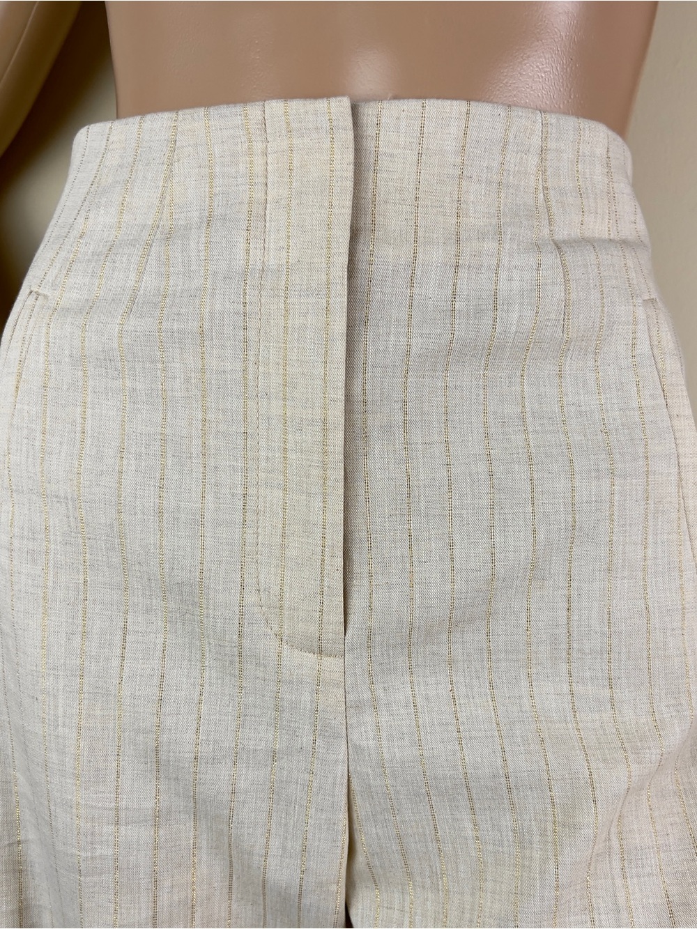 NEW VERONICA BEARD REVOLVE BEIGE PINSTRIPED PANTS - Picture 4 of 9